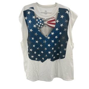 Liquid Blue XXL sleeveless patriotic t-shirt vest graphic bow tie stars stripes